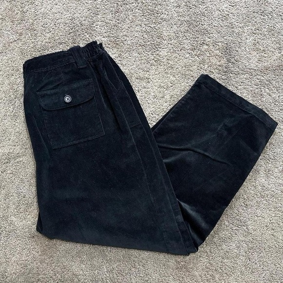 Preswick & Moore Pants - Preswick & Moore Black corduroy pants trousers with button fly pockets woman 20w